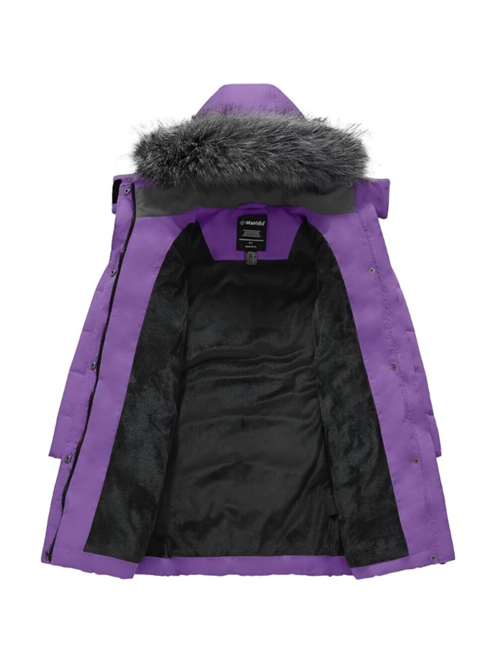 Girls' Winter Coats Long Puffer Jacket Fleece Jacket with Hood - Picture 3 of 6